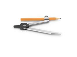 Pencil Compass Geometry Tool for Drawing and Measuring 3d white background photo