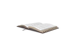 Open Book Blank Pages Neutral Tone Textured Cover Isolated 3d white background photo