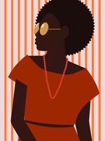 Stylish woman with sunglasses and beads vector