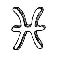 Hand drawn pisces zodiac sign Esoteric symbol doodle Astrology clipart Element for design twenty-one vector
