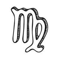 Hand drawn virgo zodiac sign Esoteric symbol doodle Astrology clipart Element for design twenty-one vector