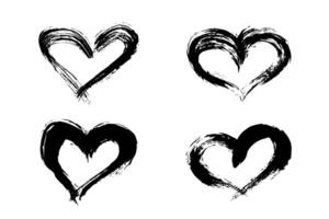 two Set of simple hand drawn heart drawing illustration Scribble heart doodle Love clipart vector