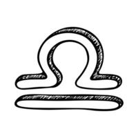 Hand drawn libra zodiac sign Esoteric symbol doodle Astrology clipart Element for design twenty-one vector