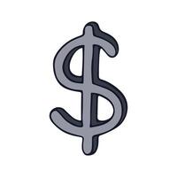 Hand drawn dollar currency symbol. Brush stroke doodle. Single element for design twenty-one vector