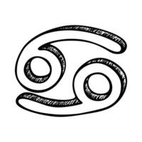 Hand drawn cancer zodiac sign Esoteric symbol doodle Astrology clipart Element for design twenty-onetwenty-one vector