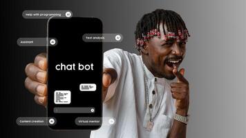 Innovative chatbot demonstration in a tech workshop with participant engaging in programming activities photo