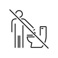 Person Avoiding Toilet Line Icon. Hygiene And Sanitation Awareness Outline Symbol. Public Restroom Etiquette And Cleanliness Reminder. Editable Stroke. Isolated Illustration vector
