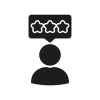 User Review With Three-Star Rating Solid Icon. Customer Feedback And Satisfaction Silhouette Symbol. Evaluation And Consumer Experience Representation. Isolated Illustration vector