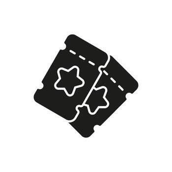 Two Event Tickets With Star Solid Icon. Entertainment Access, Admission, And Performance Entry Silhouette Symbol. Event Attendance And Leisure Activity Representation. Isolated Illustration vector