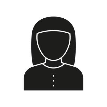 Female Avatar Solid Icon. Generic User Profile, Customer Identity, And Account Representation Silhouette Symbol. Social Media, Networking, Anonymous Identity. Isolated Illustration vector