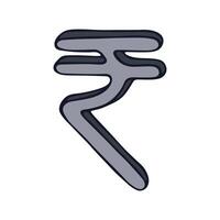 Hand drawn rupee currency symbol. Brush stroke doodle. Single element for design twenty-one vector