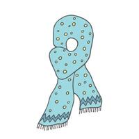 one Knitted scarf doodle Hand drawn winter accessories Single design element for card, print, design vector