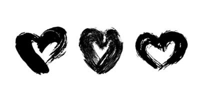 Set of simple hand drawn heart drawing illustration Scribble heart doodle Love clipart two vector