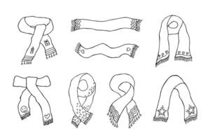 Knitted scarf doodle Hand drawn winter accessories Single design element for card, print, design, decor two vector
