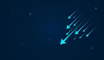 A powerful upward trend or breakthrough performance . Set on a dark blue digital grid background, the glowing arrows emphasize a futuristic and high-tech atmosphere vector