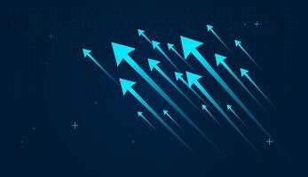 group of bright blue arrows pointing upward, and forward momentum.upward arrows blue for finance, business, money and economic trend up concepts vector