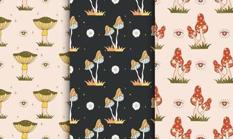 Whimsical mushroom pattern design vector