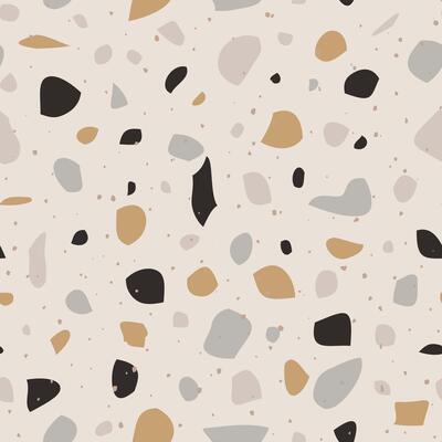 Terrazzo seamless pattern. Granite stone texture. Abstract background for interior design, wallpaper, stoneware, wrapper paper. Vintage illustration