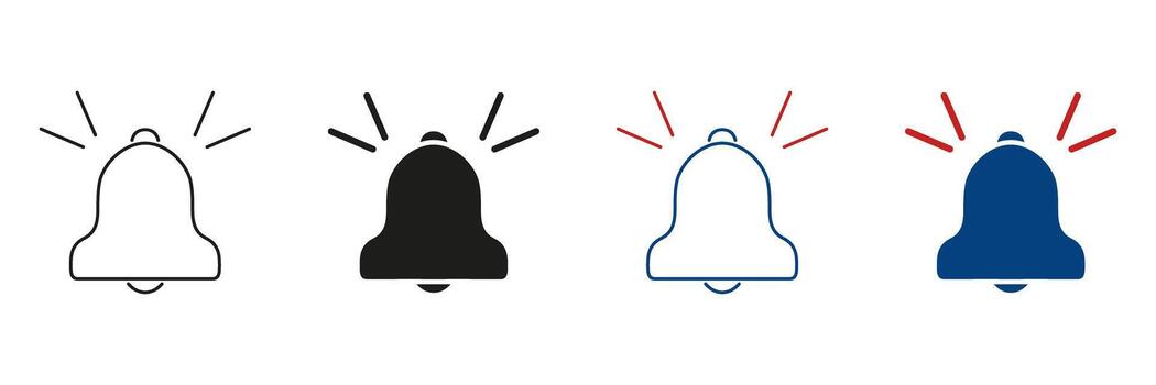 Notification Bell Line And Solid Icon Set. Alert And Reminder Symbol Collection. Alarm, Notification, And Reminder Functionality. Isolated Illustration vector