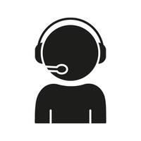 Customer Service Representative With Headset Solid Icon. Call Center Support, Communication, And Assistance Silhouette Symbol. Remote Helpdesk Operator. Isolated Illustration vector