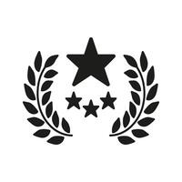 Laurel Wreath With Stars Solid Icon. Achievement, Excellence, And Award Recognition Silhouette Symbol. Honor And Prestige Representation. Isolated Illustration vector