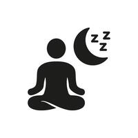 Meditation And Sleep Solid Icon. Relaxation, Mindfulness, And Restful Sleep Silhouette Symbol. Stress Relief And Mental Health. Isolated Illustration vector