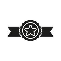 Award Ribbon With Star Solid Icon. Achievement, Excellence, And Recognition Silhouette Symbol. Quality Assurance And Certification. Isolated Illustration vector