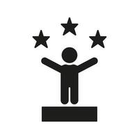 Person Celebrating With Stars Solid Icon. Achievement, Success, And Recognition Silhouette Symbol. Personal Accomplishment And Motivation. Isolated Illustration vector