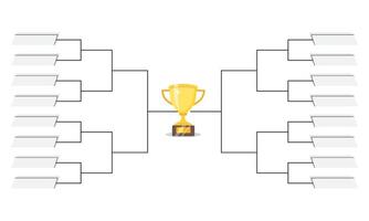 Simple black tournament bracket template for 16 teams isolated on white vector