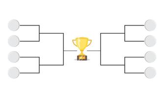 Simple black tournament bracket template for 8 teams isolated on white vector