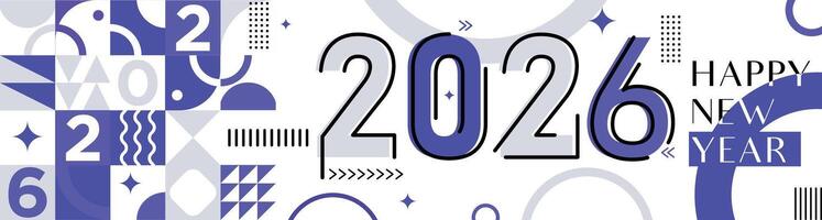 Colorful Happy New Year 2026 Design with Stylish Lines and Celebration Elements vector