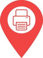 Printer map pointer icon . Printer location pin icon . illustration vector