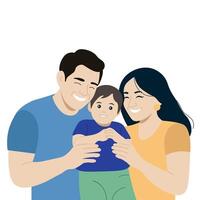 Happy family, flat style, minimalism, isolate on white vector