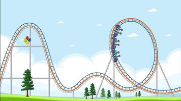Roller coaster loops and thrills in animation video