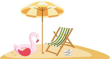 Beach umbrella and float scene vector