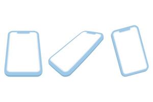 Mobile phone front, side and angle view. Flat style on white background. Designed with simple and modern colors. For design, app, website, banner, advertising, digital. icon illustration. vector