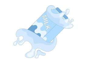 Milk and Glass Cartoon Concept. Milk Drink icon, full or empty container with milk splash, Milk drops and splashes. flat design illustration. vector
