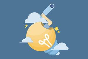 concept of seeking inspiration or creativity. seeking information and brilliant ideas. innovation creative thinking. visionary to uncover innovative solutions and fresh ideas. flat illustration. vector