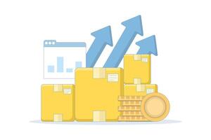 Delivery service concept. Online sales business. Improving product quality. Increasing revenue, profit, income. SMEs or Small and Medium Enterprises. Flat design illustration on the screen. vector