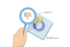 pain point analysis concept, analyzing negative feedback to see value. customer feedback or problem analysis for solution, marketing or customer analysis for new opportunities. flat illustration. vector