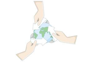 recycling concept, saving the world from climate change or global warming, zero waste living with sustainability elements. Ecology or renewable energy. flat design. vector
