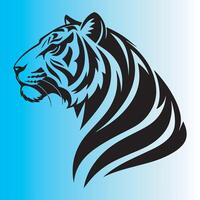A tiger head on a blue and black background vector