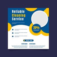Cleaning service social media post or square flyer template design vector