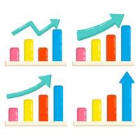 Financial Data. Bar chart with uptrend and up arrow, negative or positive dynamic, Investment Growth and Decline. different icons, market or economic indicator.Business Trends. vector