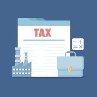 Corporate Tax Concept. Collecting large amounts of tax. Companies pay taxes using calculators. Financial administration services. Financial management data collection, auditing, and accounting. vector