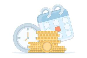 Clock, calendar, and coins for finance vector
