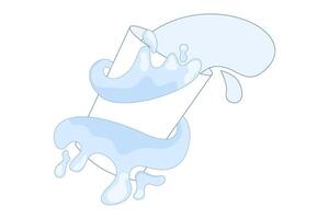 Milk and Glass Cartoon. full or empty container with milk splash, Milk drops and splashes. Premium Food and Drink Icon Concept Isolated. Design Illustration. vector