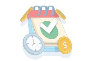illustration of time management, planning, deadlines and event schedule. illustration Budget planning and financial transaction management, time. flat design on background. vector