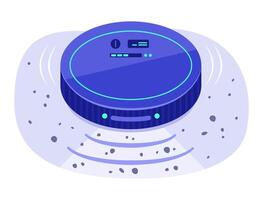 Robot Vacuum Cleaner Detects Dust and Dirt on Floor by Sensors for Robotic Technology Concept Illustration vector