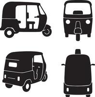 auto rickshaw silhouette set different side view vector